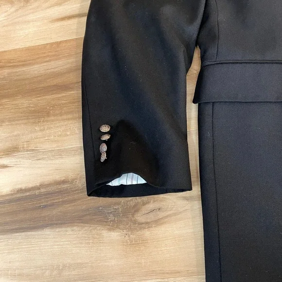 Lauren Ralph Lauren Blazer Mens 44L Black 100% Wool 2 Button Crest Silver Button